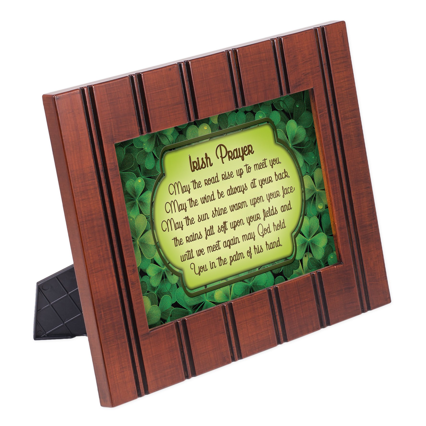 Irish Blessing Green Shamrocks 8x10 Woodgrain Framed Art Wall Plaque Sign