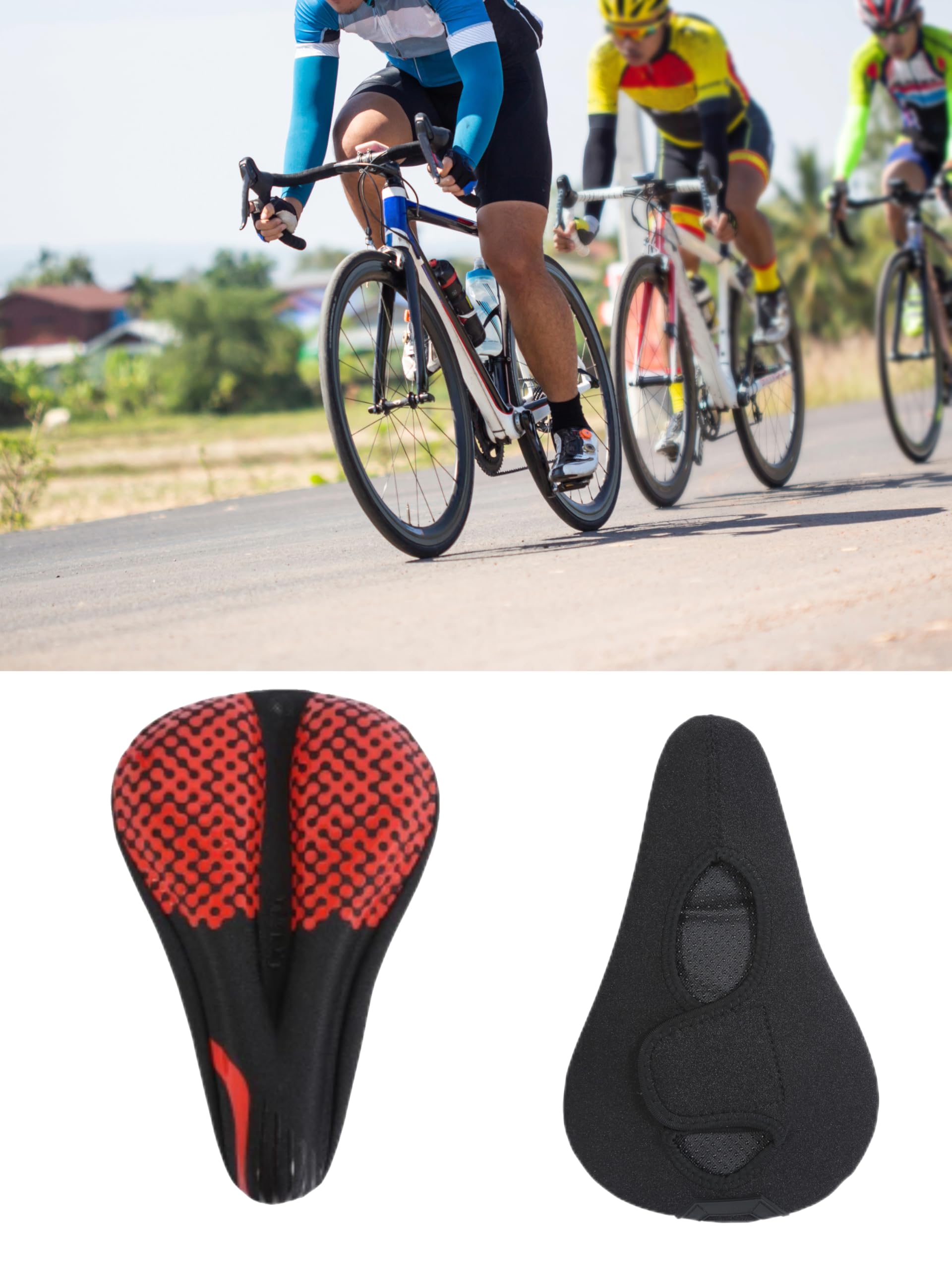 FABSPORTS Bike/Bicycle Seat Cover with Thick Soft Padded Gel & Memory Foam for Endurance and Long Rides for Cycling, Spinning Class, Exercise Bike etc | Black 2