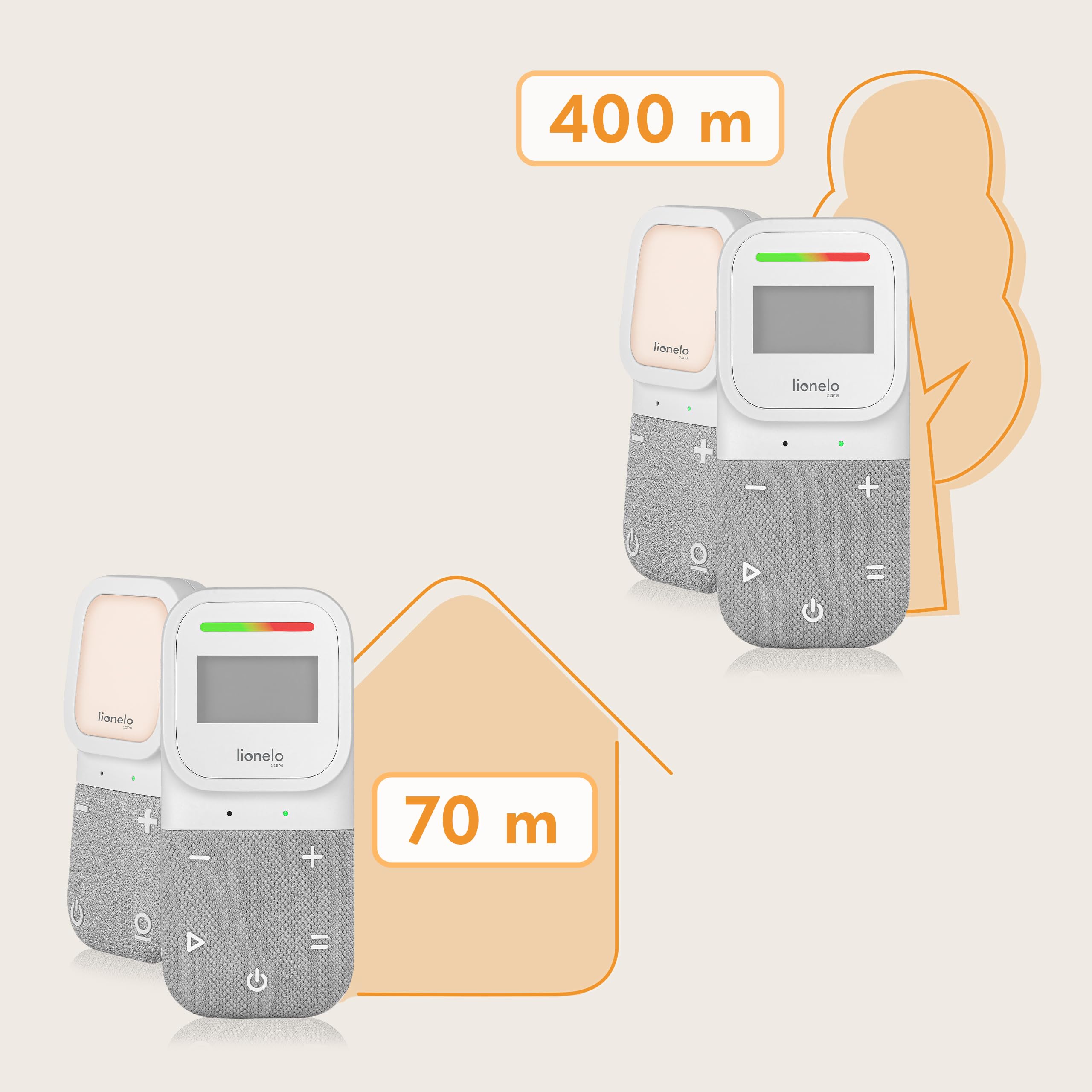 Lionelo Babyline 2.3 Baby Monitor z mikrofonem audio, światłem nocnym, zasięg 400 m, LCD, niania elektroniczna