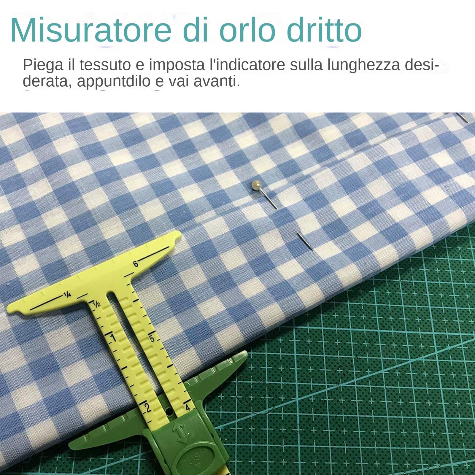 Calibro Scorrevole Per Cucito E Trapuntatura: Righello 5 In 1 A T, Strumento Di Precisione Per Tessuti, 17,8 Cm - 6