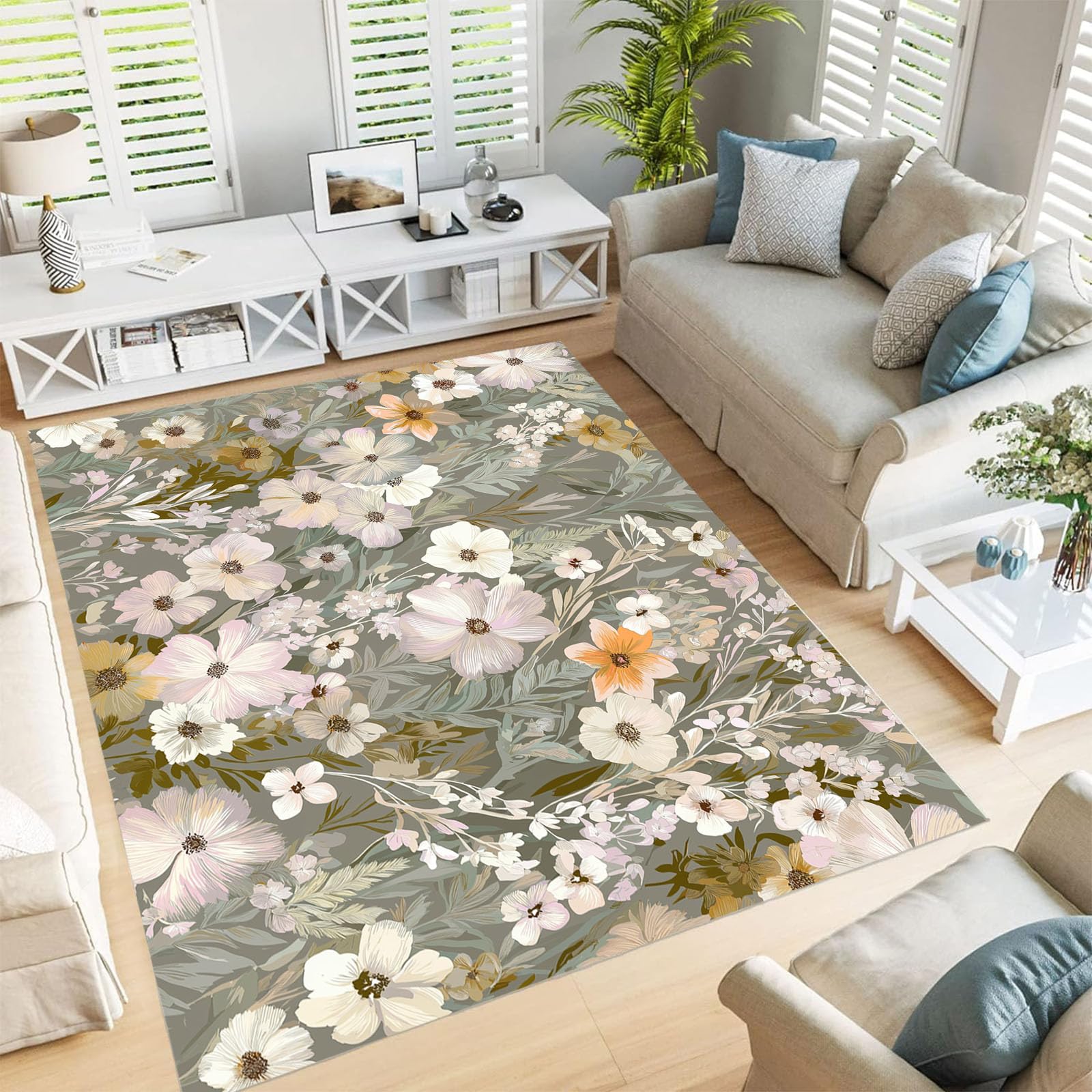 Tapis Salon Doux et Moelleux Anti-Glisse Grand Format 200x300cm Lavable