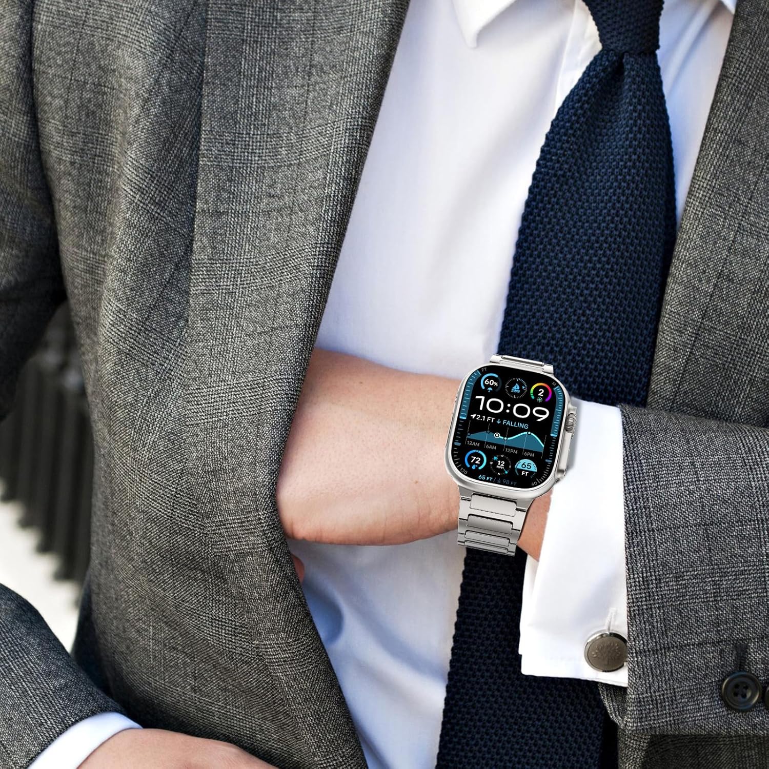 WINGLE Titanium Bands for Apple Watch Band Ultra 3/2/1 Band Ultra 49mm Series 11 10 46mm 45mm 44mm 42mm SE 3/2/1 9 8 7 6 5 4 3 2 1 Men, Rugged Durable Lightweight Classy Metal iWatch Strap, Titanium - Image 8