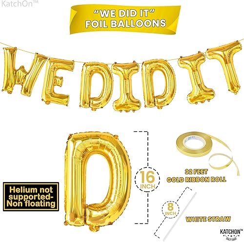 Miniatura 4 de KatchOn, Globos dorados con texto en inglés We Did It de 16 pulgadas, pancarta de We Did It, decoraciones de graduación doradas 2025, globos de