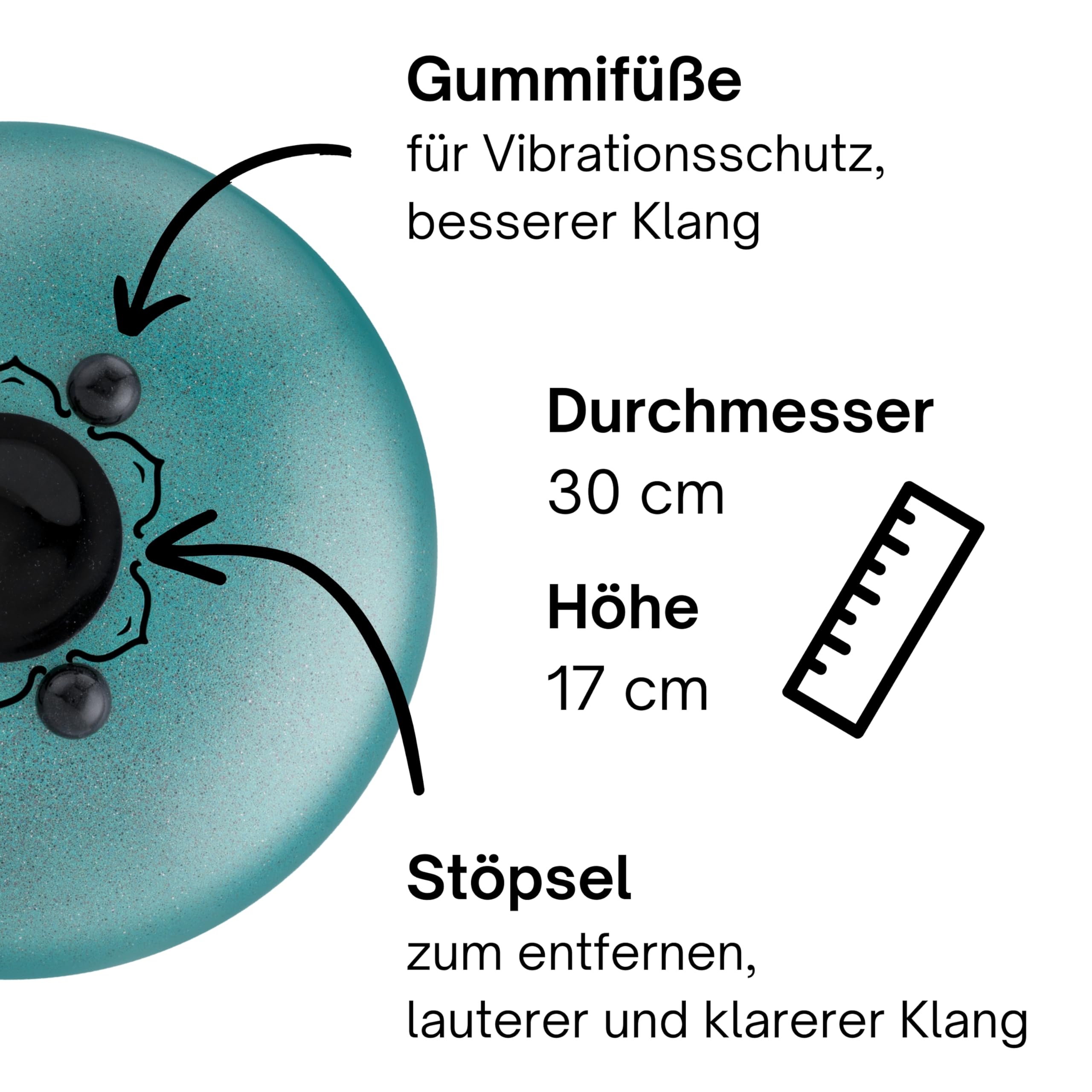 Zungentrommel "Standard" C - Dur in Grün - 30 cm groß mit 11 Tönen - Steel Tongue Drum inkl. Liederbuch, Schlägel, Fingersticks und Tragetasche - Notenlesen nicht nötig, einfach zu spielen.