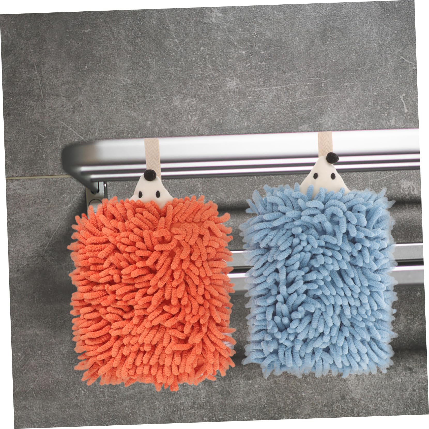 Asciugamano da Bagno a Riccio Anello, 2 Pezzi in Ciniglia