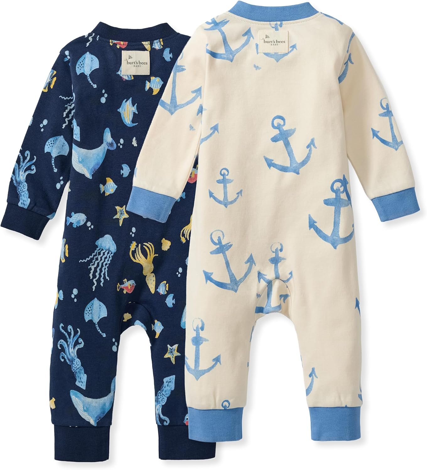 Burt's Bees Baby Unisex Sleep and Play PJs, 100% Organic Cotton One-Piece Zip Front Footless Loose Fit Footie Pajamas