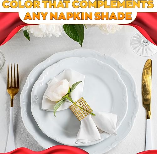 Vista 43 de Juego de 20 servilleteros dorados de otoño, servilleteros de Navidad que se adaptan a varios estilos de servilletas, elegante diseño de hoja dorada