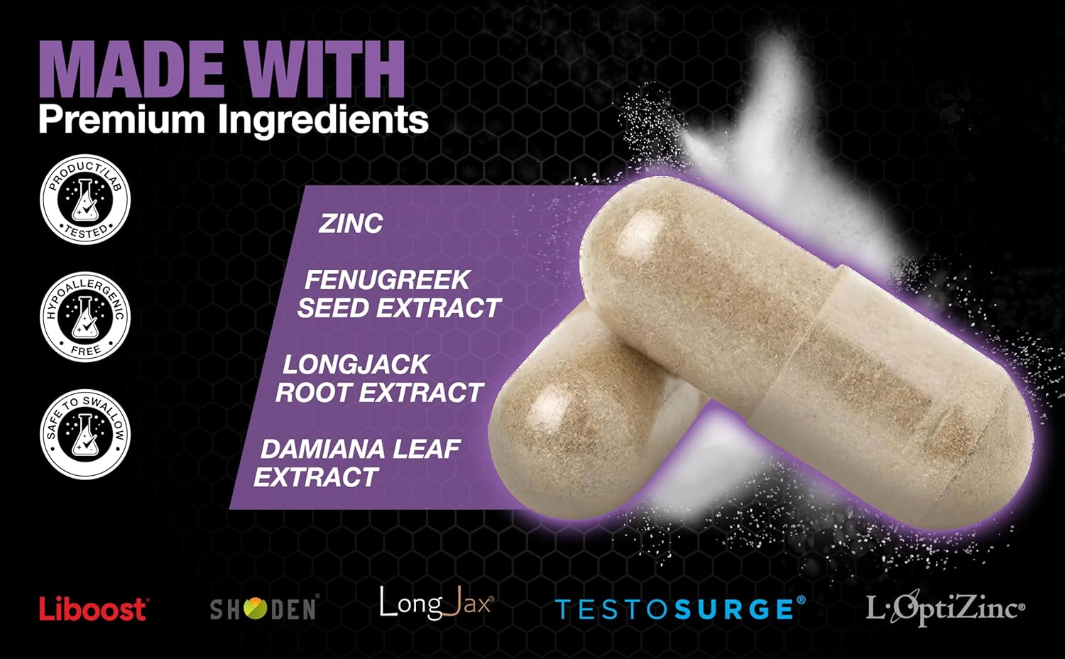 Testosterone Supplement for Men – Advanced Testosterone Booster with Fenugreek & Ashwagandha - Workout, Muscle Builder, Strength, Energy, Performance – Vegan, 30 Capsules - Image 6