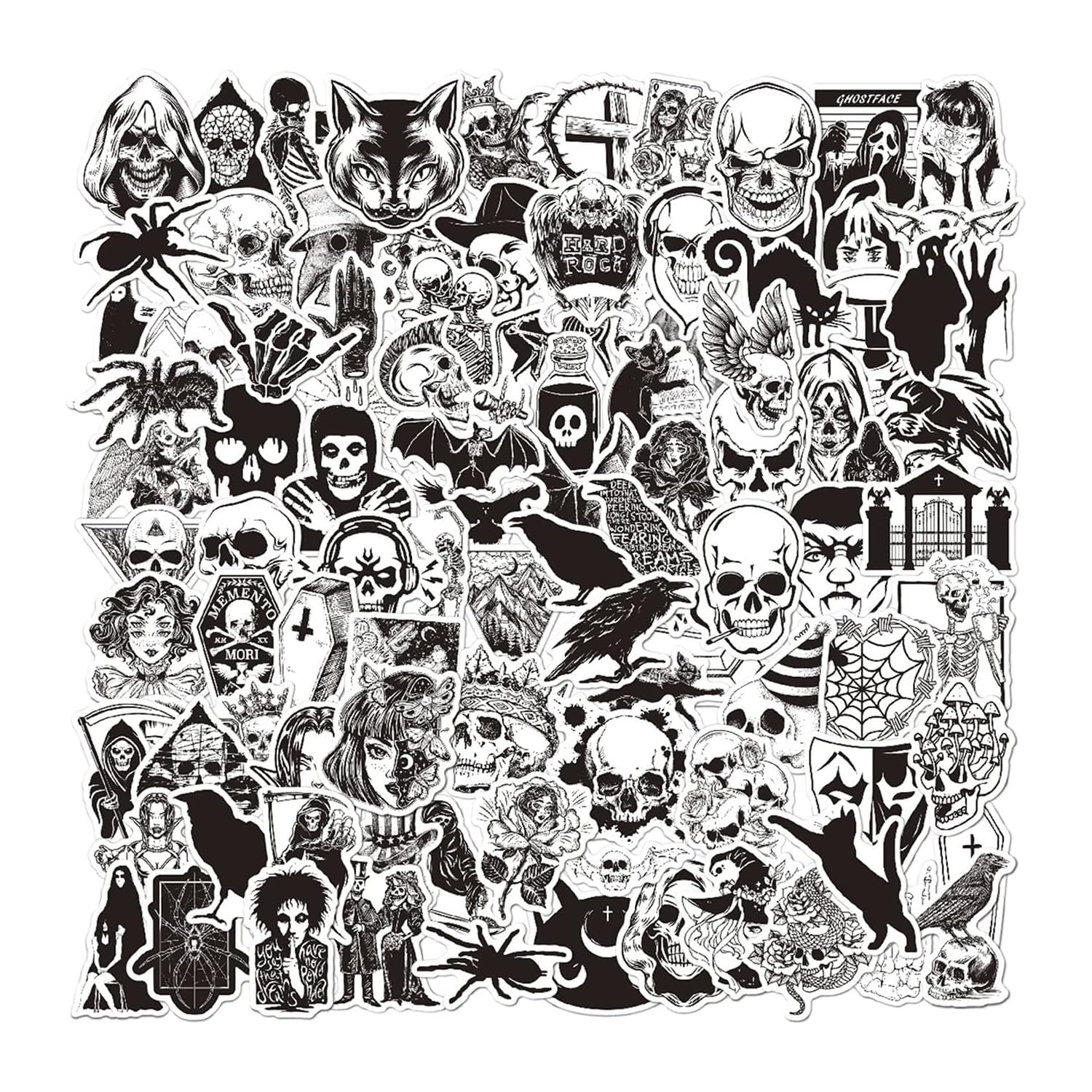 Hopzab 100 Pcs Gothic Style Stickers Waterproof Vinyl Stickers Gothic Decoration Sticker Packs for Water Bottle Laptop Phone Pad Skateboard Diary Suitcase Scrapbooks Guitar Notebook
