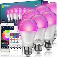 Smart Light Bulbs 6Pack with Remote, Color Changing Light Bulbs Work w/Alexa Google Home, 9W A19 E26 800LM Colored LED Bulb, 2.4GHz Only, 50+ DIY Scenes, App &amp; Voice Control WiFi Light Bulbs