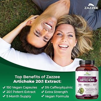 Zazzee Extra Strength Artichoke 20:1 Extract, 5% Caffeoylquinic Acid, Vegan