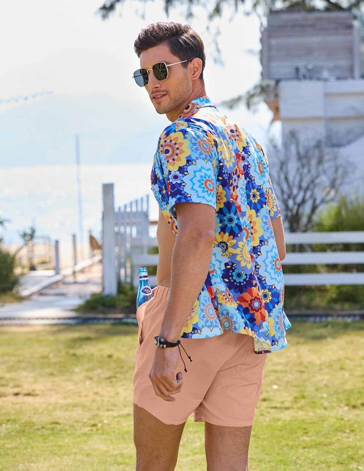 JMIERR Mens Linen Shorts Casual 5"/ 7" Cotton Elastic Waist Drawstring Summer Vacation Beach Shorts with Pockets - Image 5