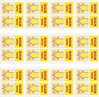 Jutom 12 Pack/ 600 Pcs Sign Here Tabs 1 Inch Sign Here Stickers Date Post Tabs Flags Stickers with Dispenser Arrow Flags Easy to Post for School Office Book Annotation Kit Supplies, Yellow