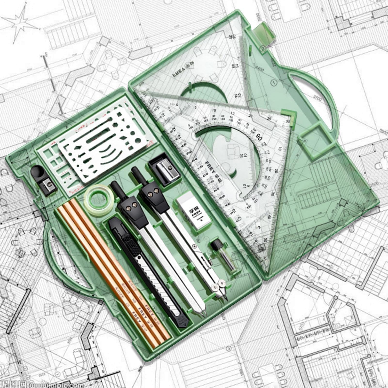 Set Compassi Geometrici Compasso Goniometro Righello Strumenti da Disegno