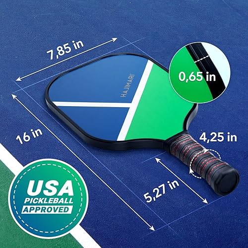 Miniatura 2 de Hajimari 1 pala de pickleball  Aprobado por USAPA, artesanía de fibra de carbono  Diseño ligero con núcleo de polipropileno  Agarre cómodo para un
