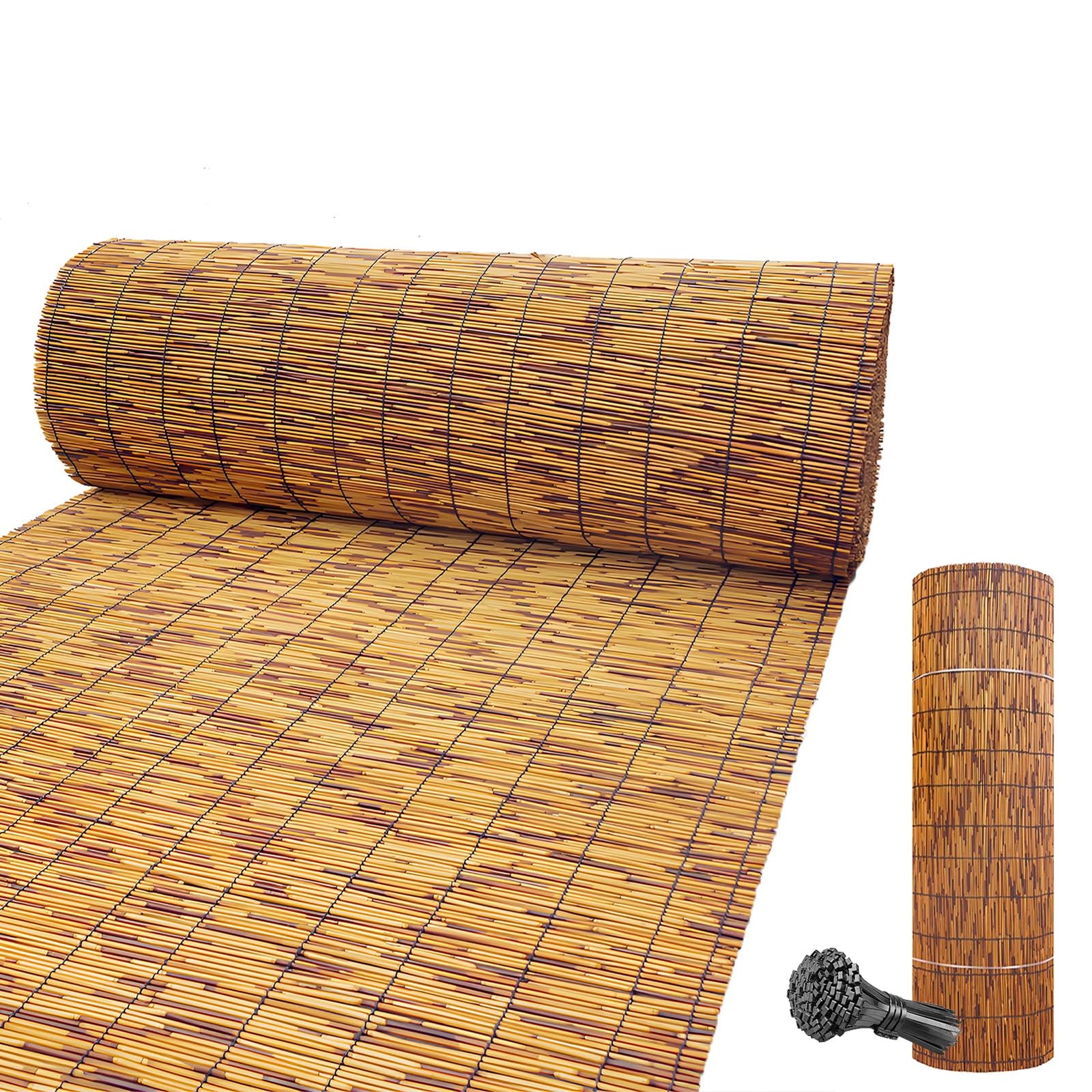Générique Jardin Brise Vue en Bambou, 50 Cm A 140 Cm De Hauteur Canisse Clôture, Extérieur Bambou Brise-Vue avec Attaches Zip, Balcon Brise Vue pour Porche, Piscine, Plafond(50 * 500cm)