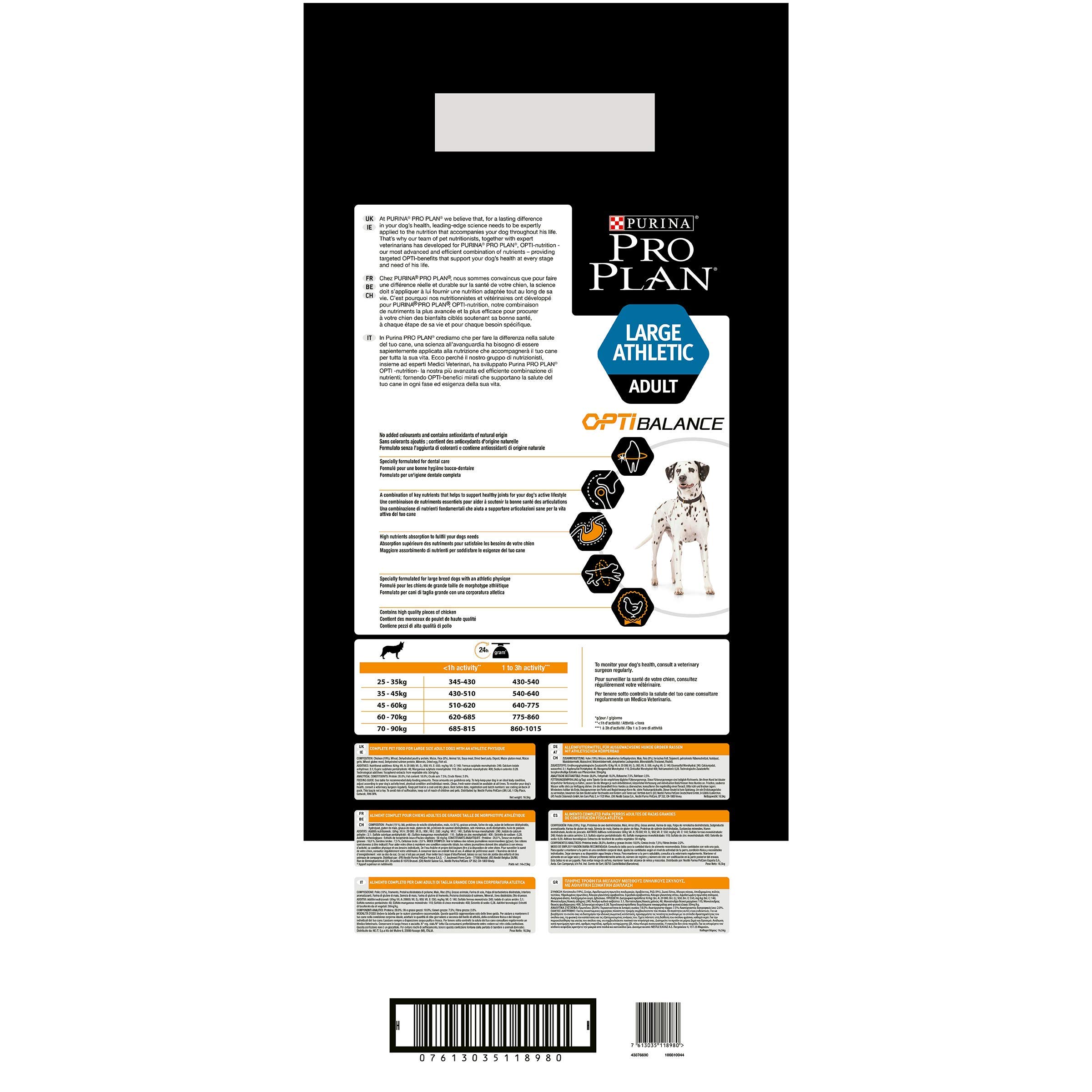 Pro Plan Dog Large Athletic Adult, Reich an Huhn, Trockenfutter Beutel