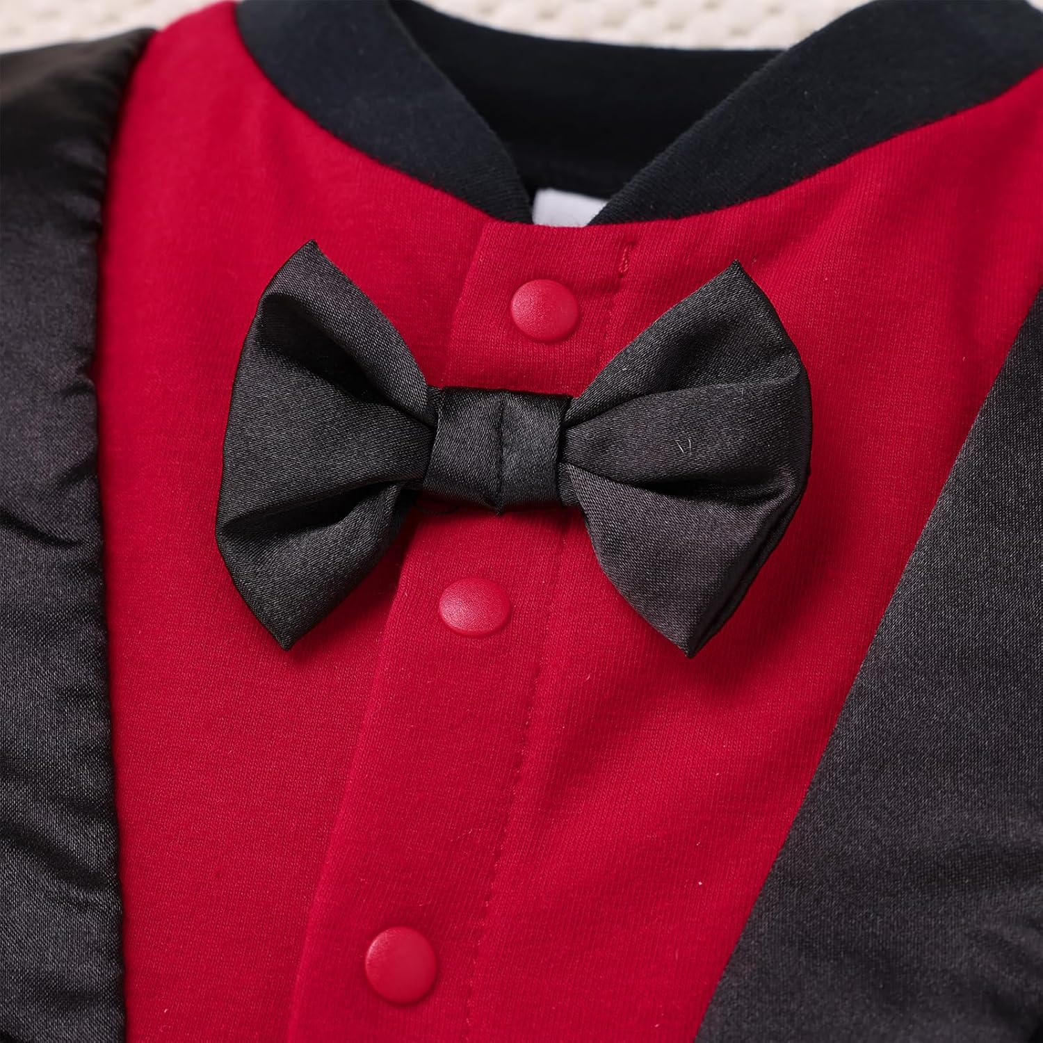 IDOPIP Baby Boy Tuxedo Onesie Gentleman Bowtie Jumpsuit Footies Romper Newborn One Piece Formal Suit Baptism Birthday Outfit - Image 5