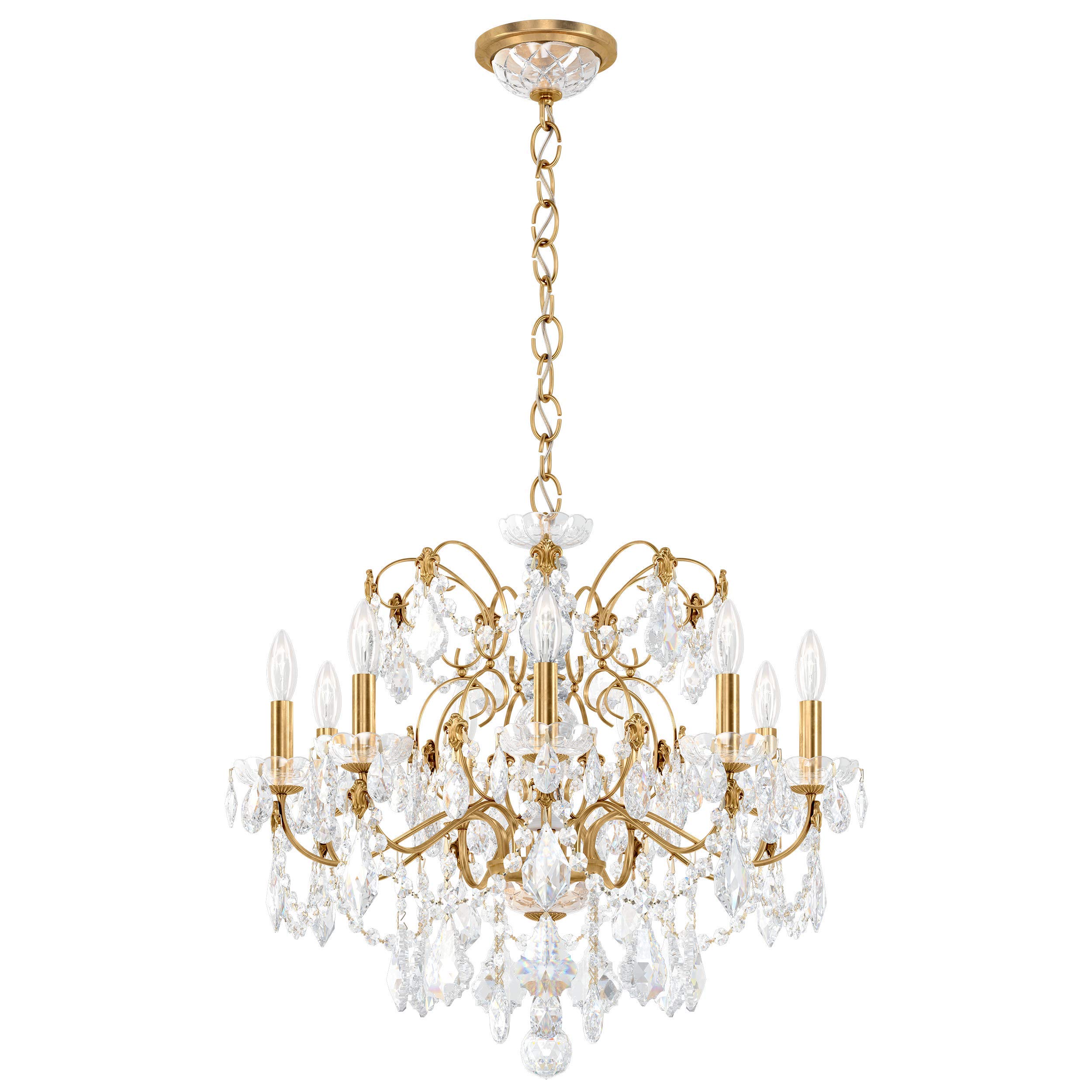 Signature 1709-22, Century 9 Light 26in x 22in Chandelier in Heirloom Gold with Clear Heritage Handcut Crystals