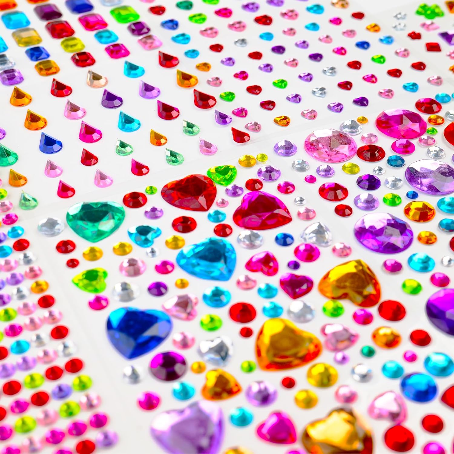 3500pcs Gem Stickers Jewels for Crafts，12 Sheets Rhinestone Stickers for DIY Craft，Stick on Gems Rhinestones for Crafts, Kids Art Supplies (Self-Adhesive Sparkle Jewels)