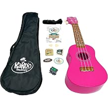 KaKoo Music Soprano Ukulele Hibiscus Pink with Carrying Case & Playing Strap