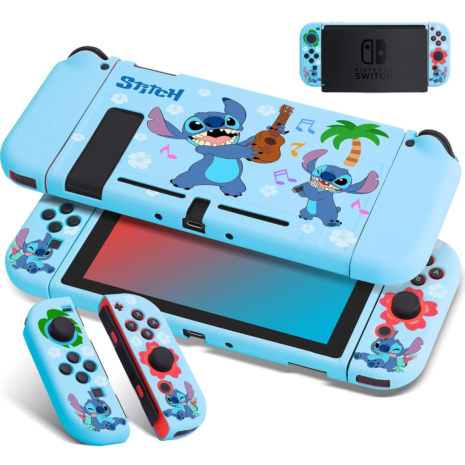 Xcitifun Designed for Nintendo Switch Case TPU Switch Cases for Girls Boys Kids Cute Kawaii Character Cartoon Protective Shell Compatible with Nintendo Switch Cover - Blue Mushroom