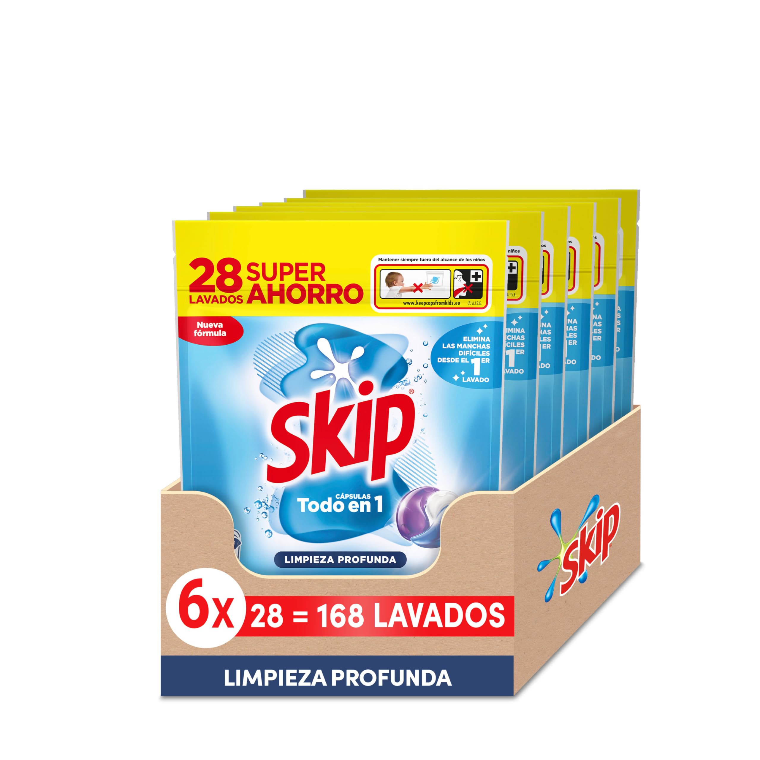 Skip Detergente en Cápsulas Limpieza profunda, 6 x 28 lavados