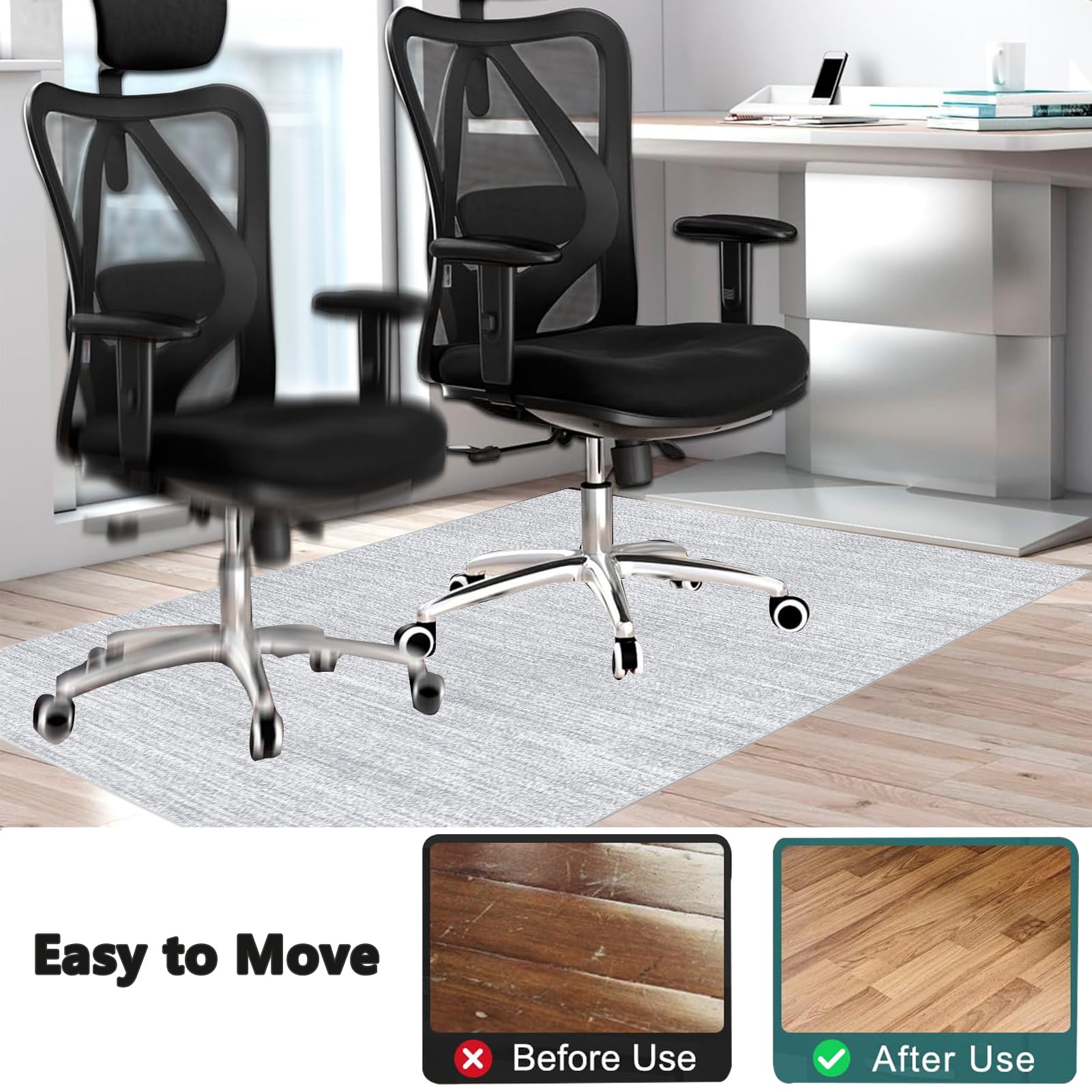 90 x 140 cm Tapis de Chaise Gaming Antidérapant, Tapis de Chaise de Bureau Tapis de Sol Bureau pour Sol en Bois Dur, Tapis de Bureau pour Chaises Roulantes, Tapis protège-Sol pour Chaise de Bureau