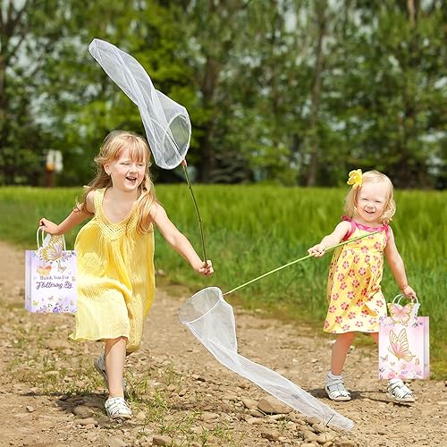 Miniatura 5 de Leinuosen Juego de 32 bolsas de recuerdo de fiesta de mariposa, 16 bolsas de agradecimiento por aletear en bolsa de regalo, 16 llaveros de mariposa,