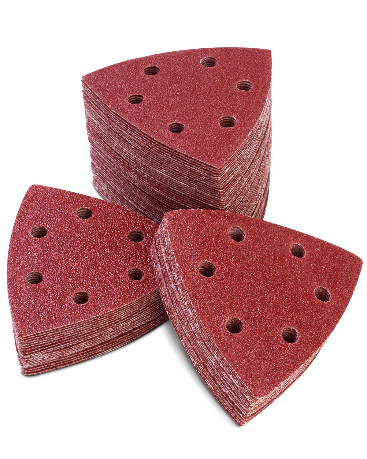 S SATC Triangle Hook and Loop 100PCS 3-1/2 Inch 90mm Triangle Sander Pads Triangle Detail Oscillating Tools 40/60/80/100/120 Grit Sanding Paper 6 Holes Detail Sander Sandpaper: Tools & Home Improvement
