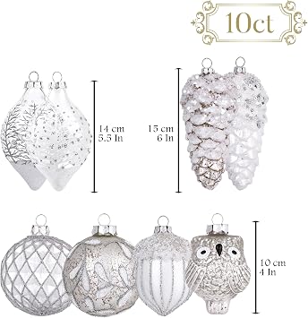 Valery Madelyn 10ct Christmas Glass Ornaments Tree Decorations Set