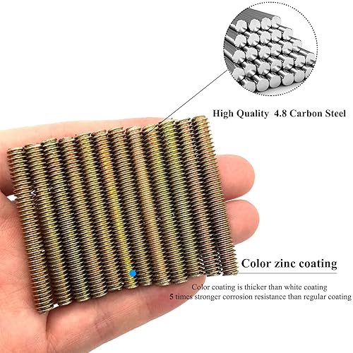 Miniatura 59 de 8 piezas de zinc plateado completamente roscado varilla de acero al carbono tornillo de rosca larga 5/16x3 para muebles jardín barandilla montaje