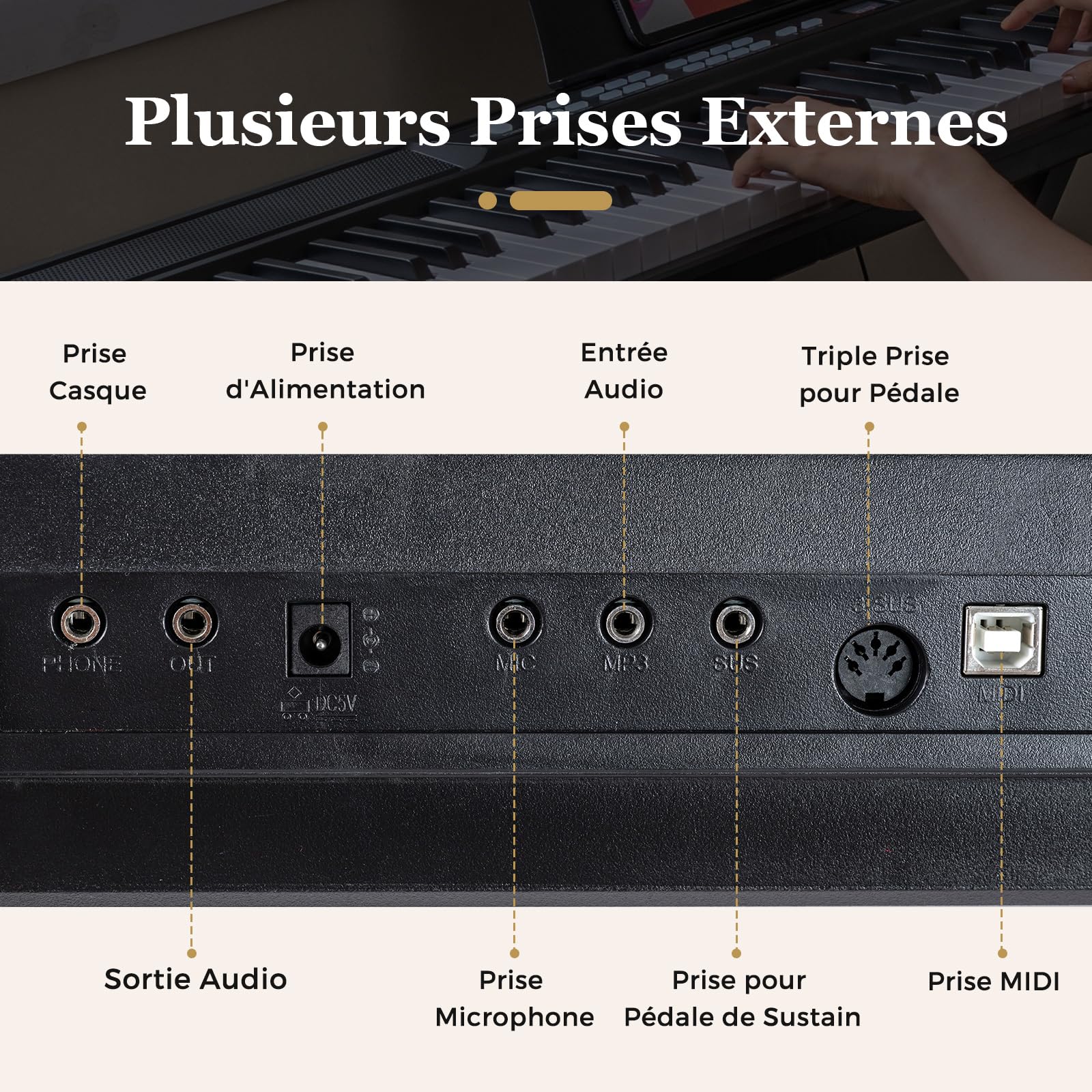 COSTWAY Piano Numérique 88 Touches avec Tabouret et Support Réglable, Clavier Piano Taille Complète avec Casque et Pupitre, 2 Haut-parleurs, Fonction MIDI, 128 Sons 128 Rythmes pour Débutants (Noir)