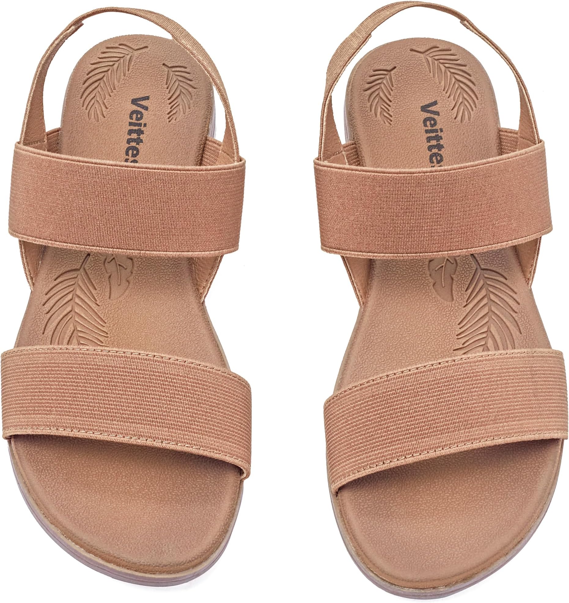 Veittes Women's Flat Slide Sandals - Casual Cross Strappy Elastic Strap Spring Summer Shoes.