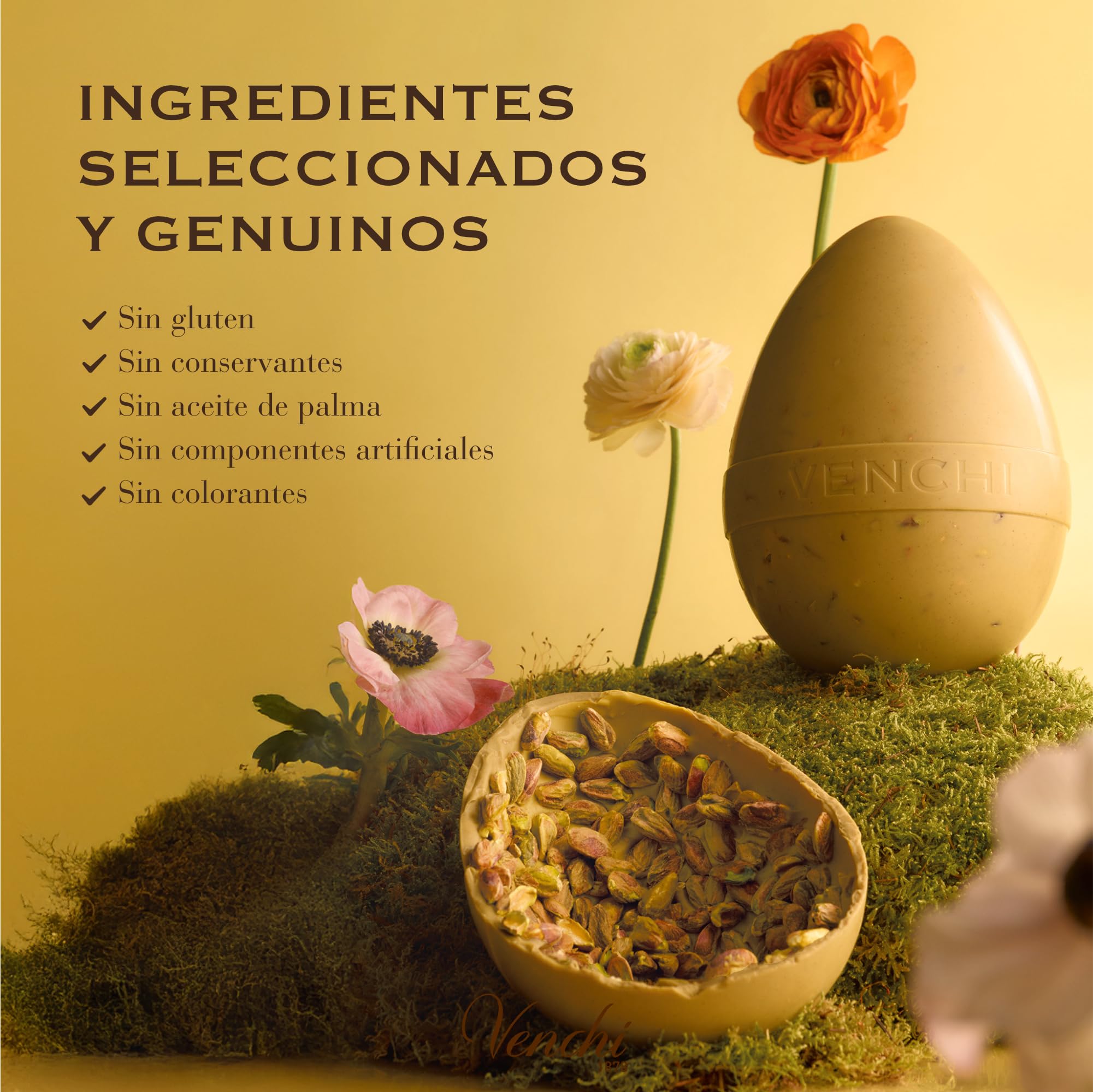 Venchi - Huevo de Chocolate, Sabor Chocolate con Pistacho, con Pistachos Enteros, con Sorpresa, Sin Gluten, 500 gr, Colección Pascua, Idea Regalo
