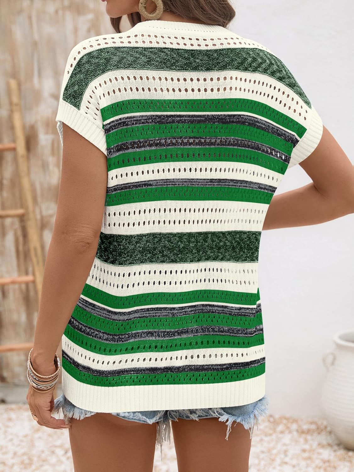 Ivicoer Womens Spring Summer Tops Crochet Cap Sleeve Sweater Hollow Out Beach Vacation Clothes Trendy 2026 Loose Fit - Image 2