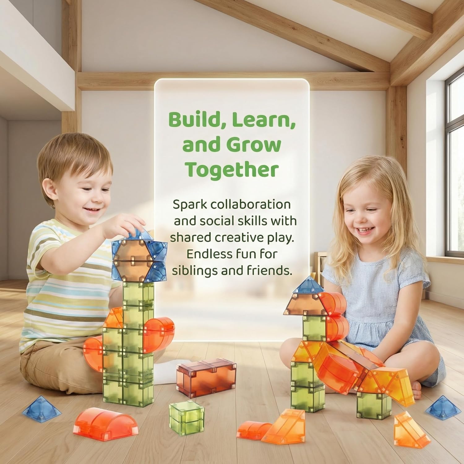 Magnetic Building Blocks (1.38 inches) Magnetic Tiles - 3D Building Blocks for Toddlers 1-3 & Kids Ages 4-8, STEM Educational Magnetic Toys