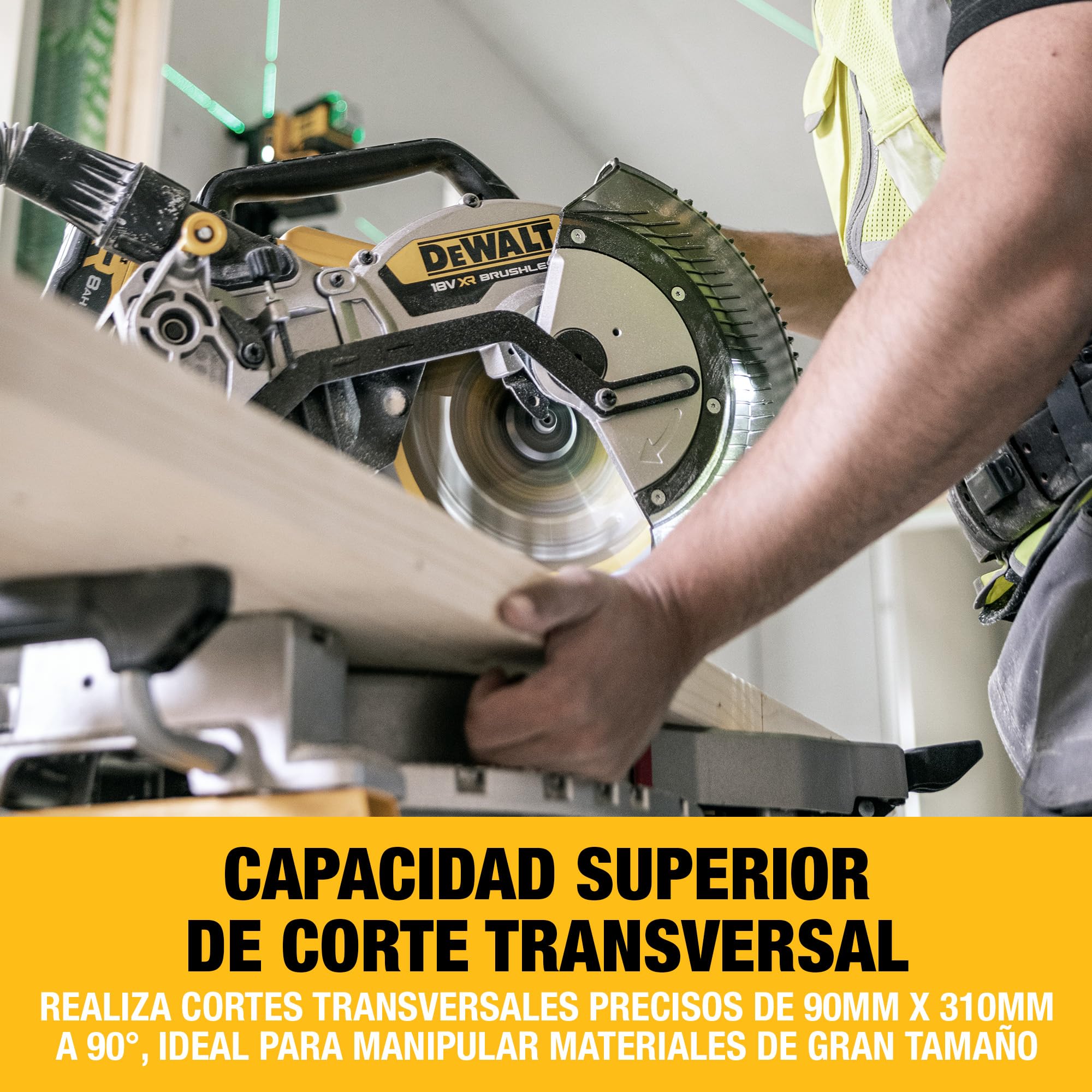 DEWALT Tronzadora 18V XR 305mm. Corte de alta capacidad y precisión con motor sin escobillas, control avanzado del polvo y compatibilidad con la batería XR, sólo herramienta, DCS782N-XJ