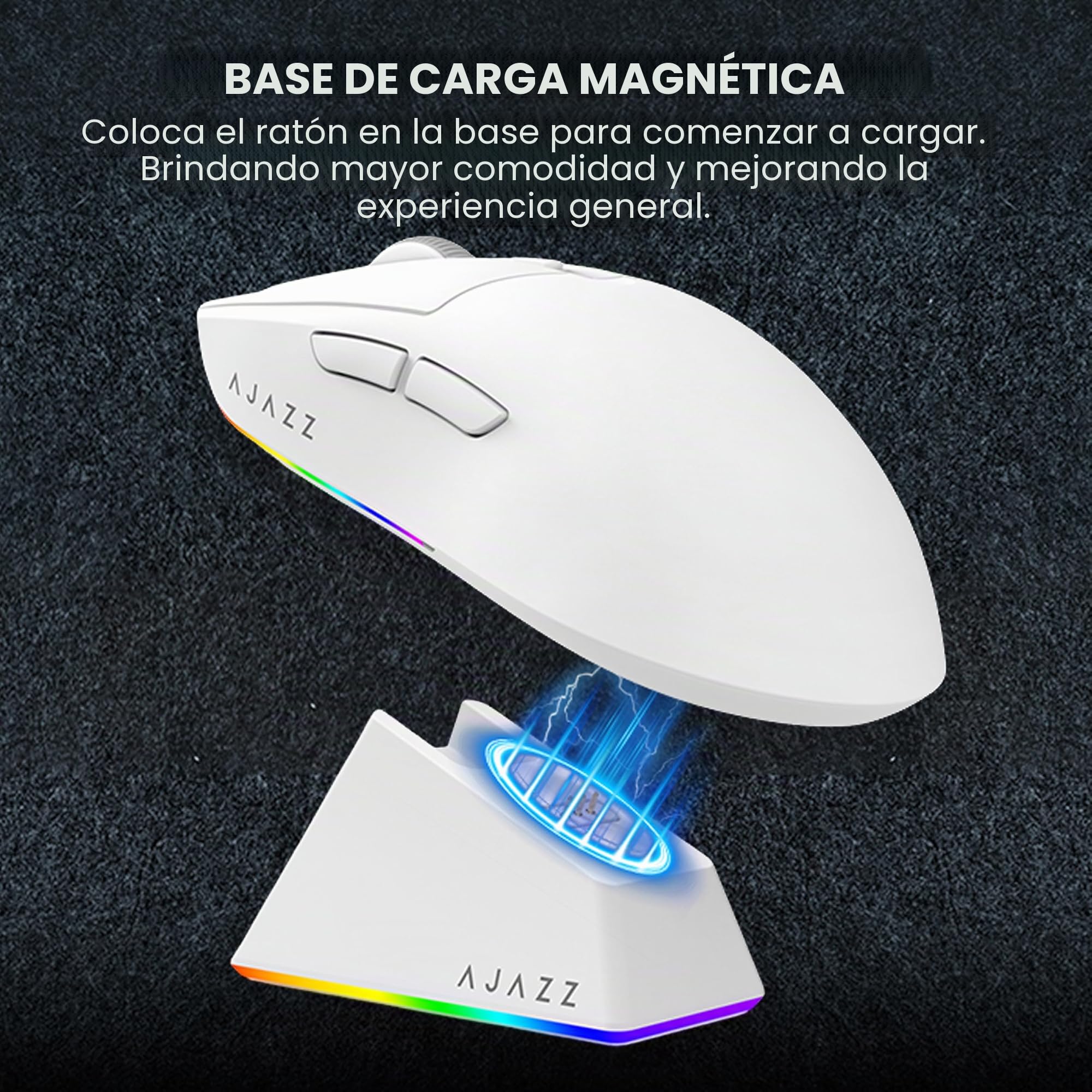 MechLands AJAZZ AJ139 V2 MC ratón para juegos con base de carga, DPI ajustable de 12.000, sensor PAW3311, ratón inalámbrico de 3 modos, batería de 500mAh, tasa de sondeo de 1000, 66g de peso ligero