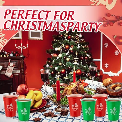 Miniatura 5 de 60 vasos desechables de Navidad de 16 onzas a granel, tazas de café de plástico para Navidad, equipo de Navidad, vasos de plástico traviesos o