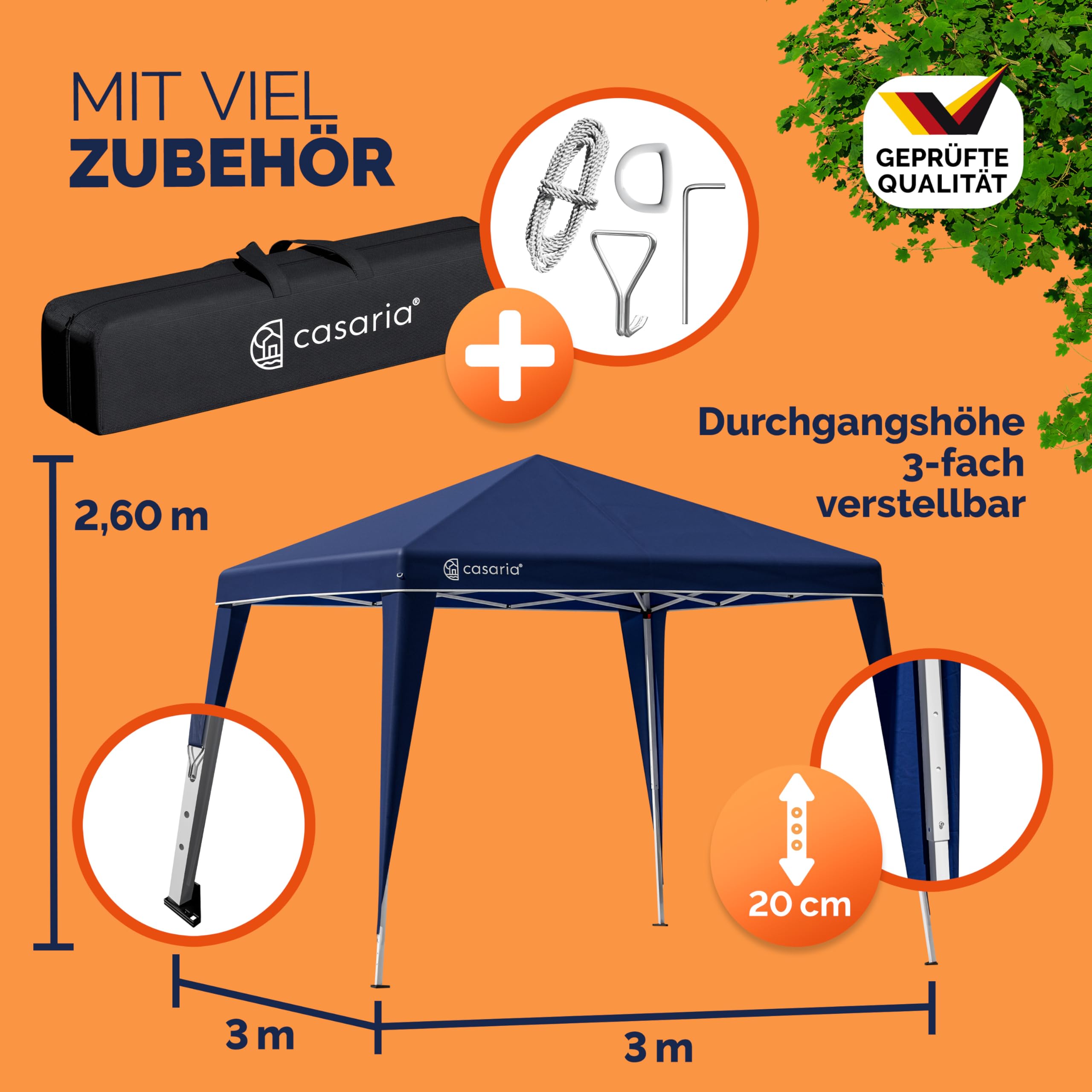 Deuba 3x3 Pop-Up Tent met Luifel - Perfect voor Feesten en Bruiloften