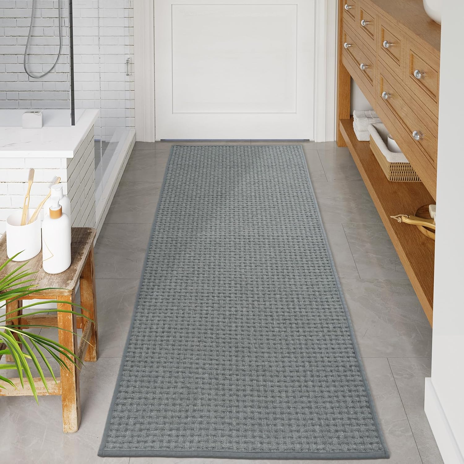 Amazon.com: Seavish Bathroom Runner Rug, 24"x59" Gray Long Textured ...