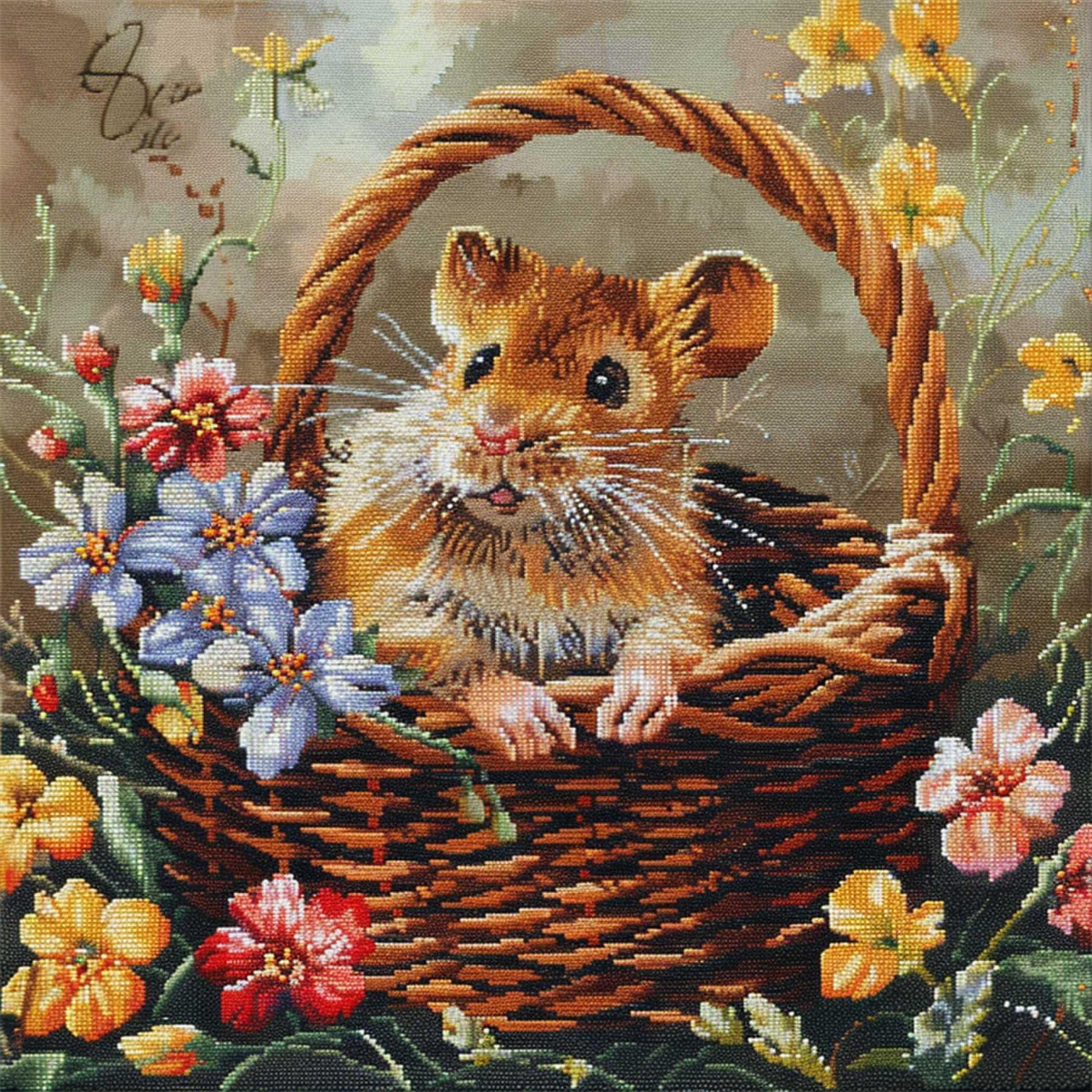 Wallustrioaw Latch Hook Cushions-H Latch Hook Kits Pillow,Mice And Flowers