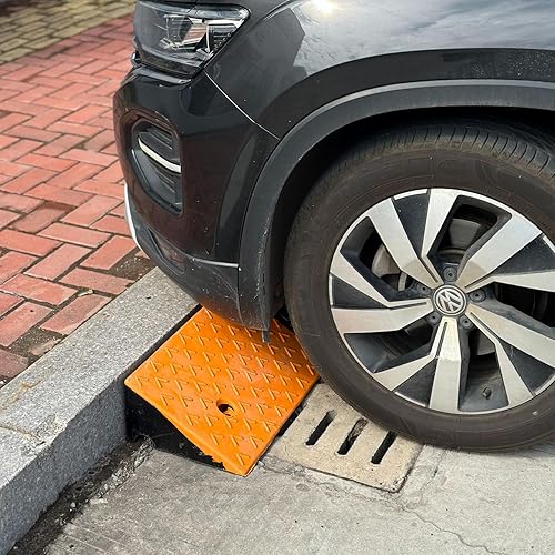 Miniatura 6 de MYOYAY Rampa de goma de 5 pulgadas, rampa de umbral de goma resistente, rampa de umbral de 10 toneladas para vehículos de automóvil, rampa de