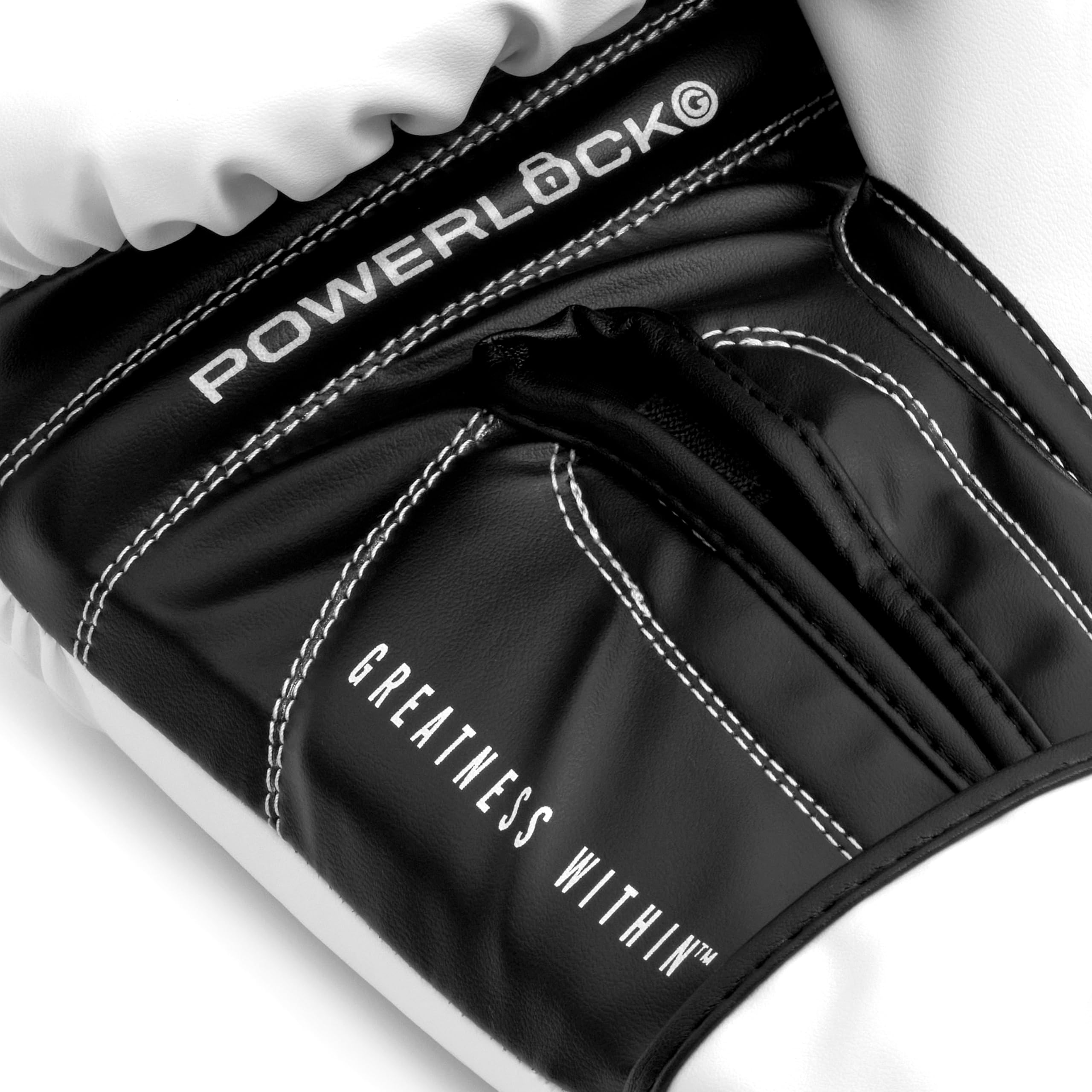 Everlast Powerlock OG 12 oz Gants de Boxe (Blanc/Noir), pour Sac, Mitaines et Sparring, Fermeture Auto-agrippante, Mousse avancée, Prise Ergonomique – Équipement Everlast Authentique