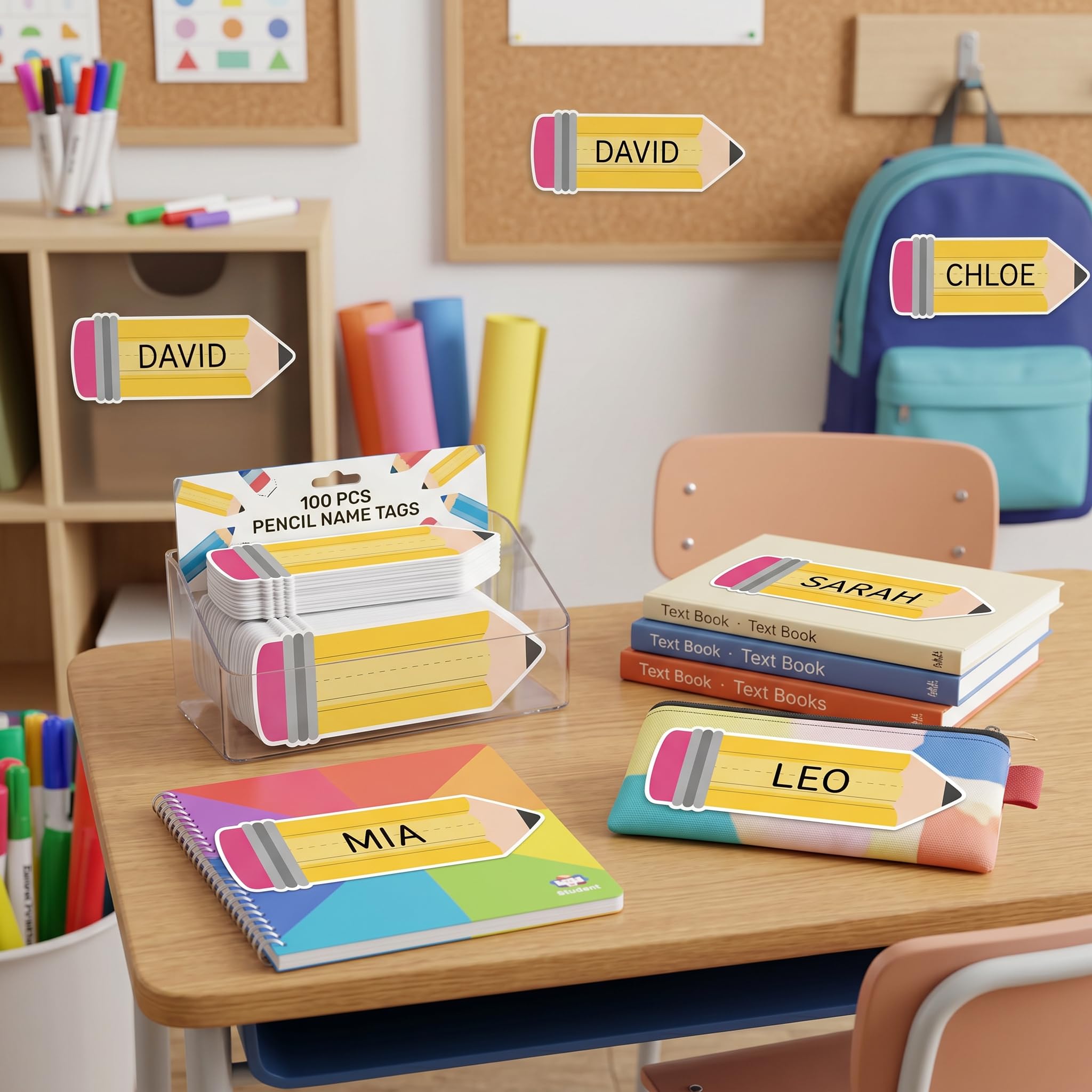 36 Stück Stiftetiketten zum Beschriften für Kinder - Stiftetiketten selbstklebend für Schulbedarf, Klassenzimmer, Notizbücher, Schulanfang