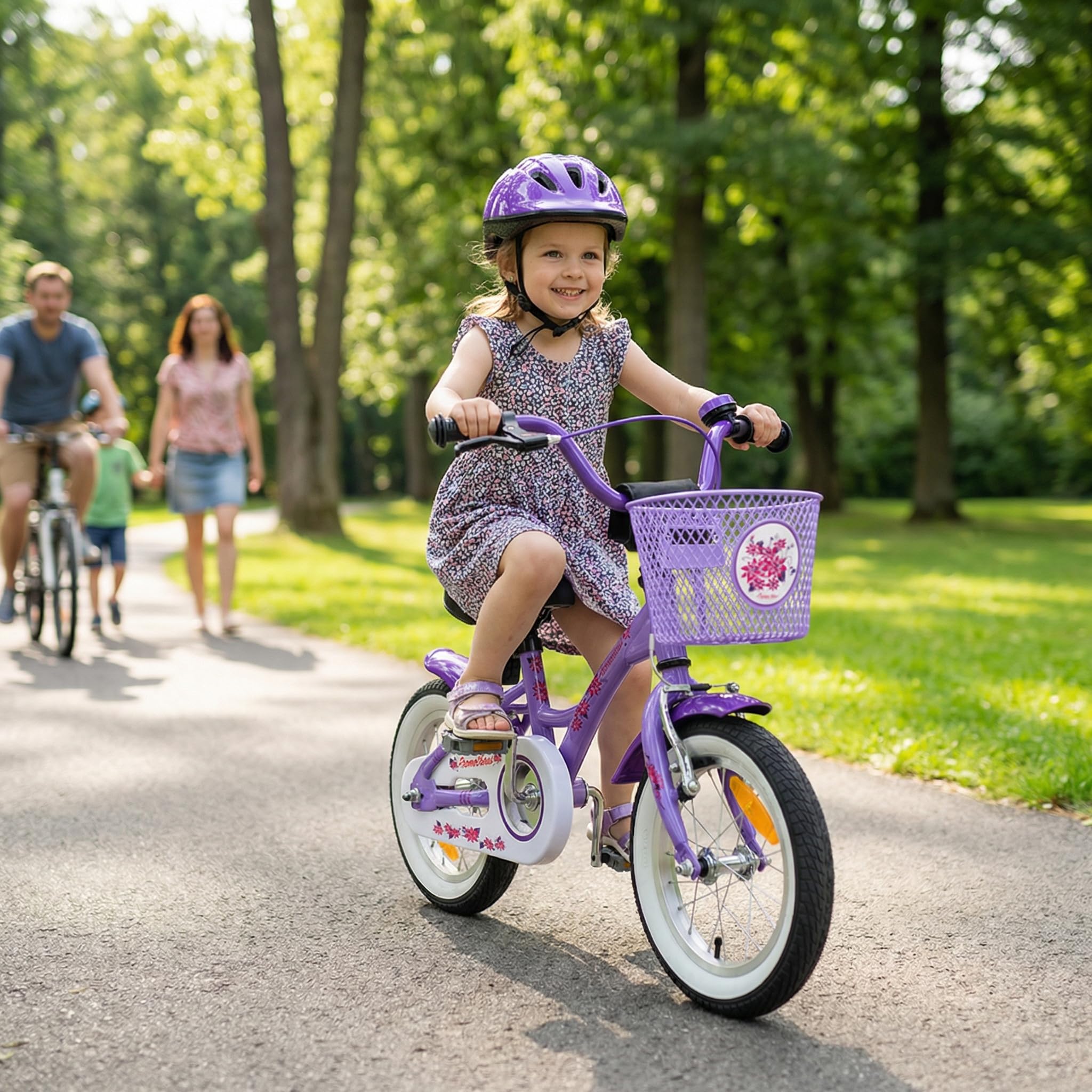 PROMETHEUS BICYCLES Bicicleta niña 3 años Bicicletas niña 12 Pulgadas Bici - Infantil con Pedales 3-4 años ruedines y Freno contrapedal Morado