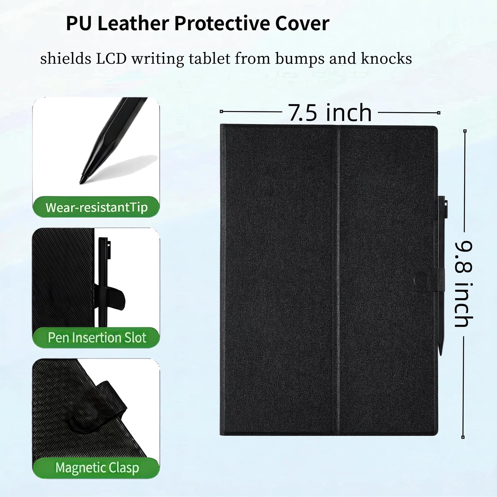 Tableta de escritura LCD recargable de 12 pulgadas, pantalla completa, almohadillas de dibujo electrónicas con funda protectora, almohadilla digital para rascar para adultos para notas de reunión de
