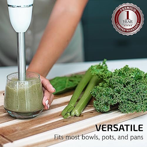 Miniatura 7 de OVENTE Batidora de Mano de Inmersión, Mezclador de Mano Portátil Eléctrico de 300W con 2 Velocidades de Mezcla y Cuchillas de Acero Inoxidable para