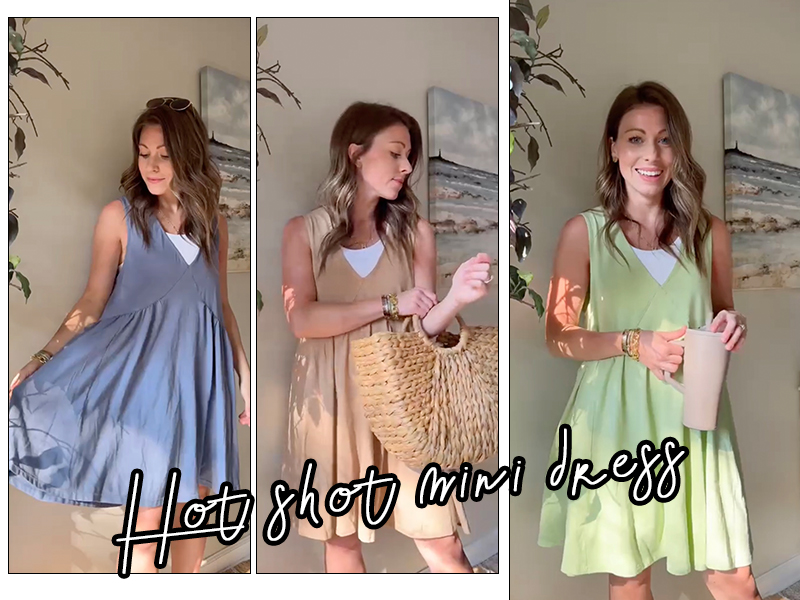 OPCAKM Women's V Neck Sleeveless Mini Dress - Loose Summer Pleated Swing Sundress | Flowy A-Line Casual Dress